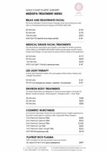 injectables pricing medispa treatment menu cost